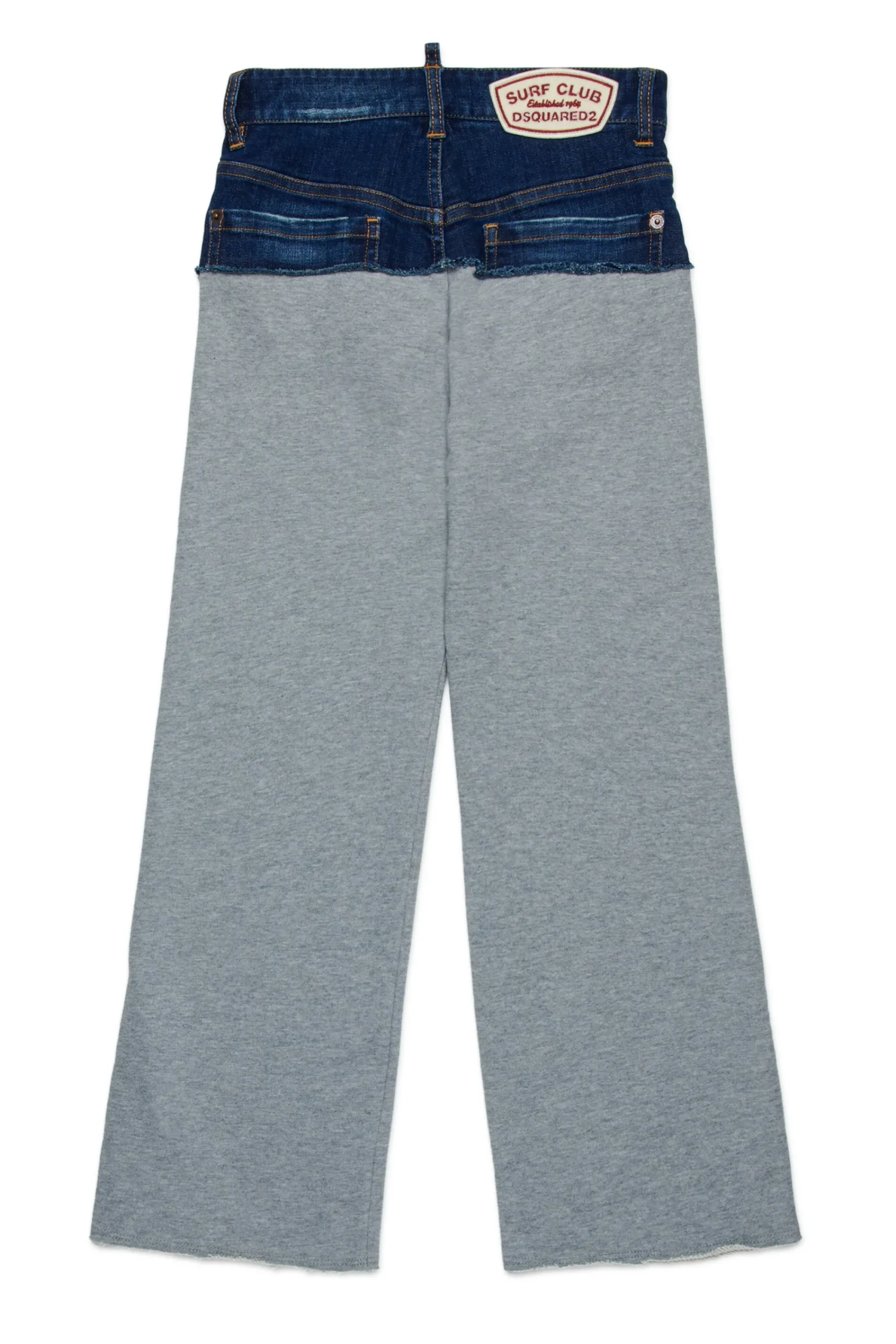 Pants | Denim-Mania>DSQUARED2 Denim and fleece pants with patches dark grey melange