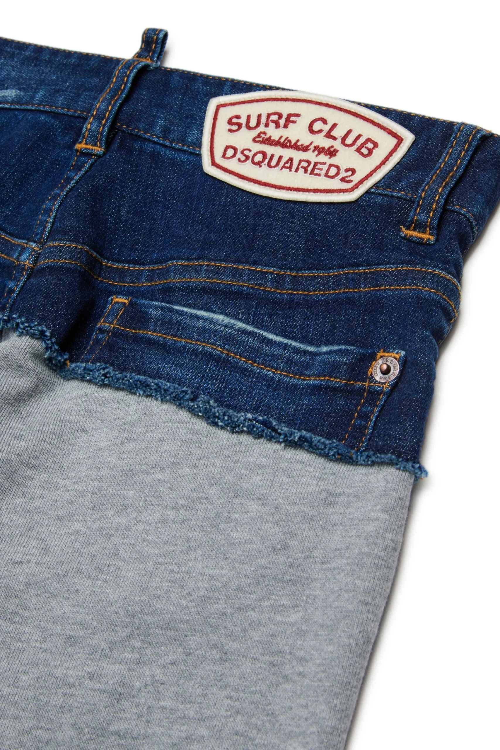 Pants | Denim-Mania>DSQUARED2 Denim and fleece pants with patches dark grey melange