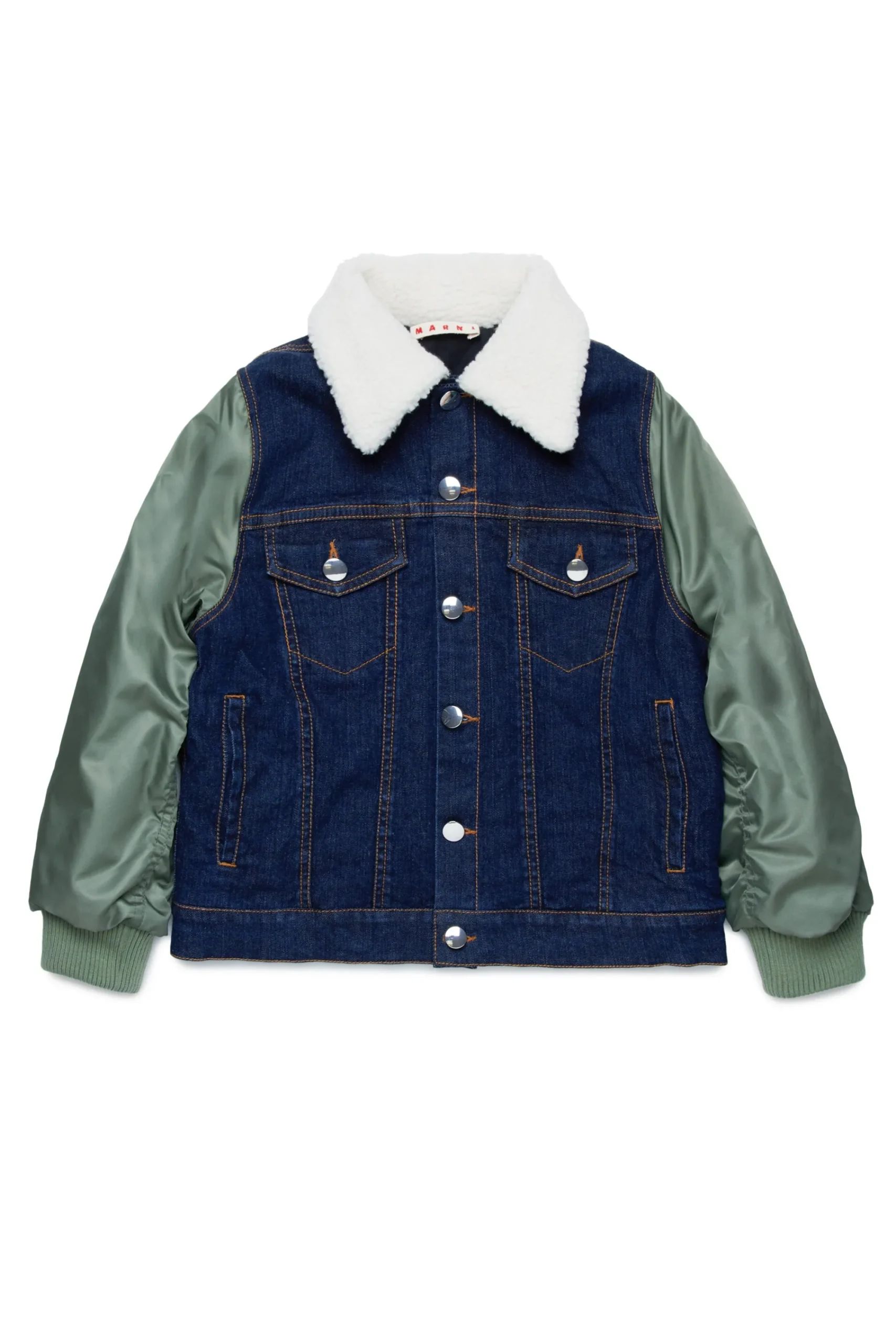 Jackets And Padded Jackets | Denim-Mania>MARNI Denim jacket with bomber sleeves blue denim