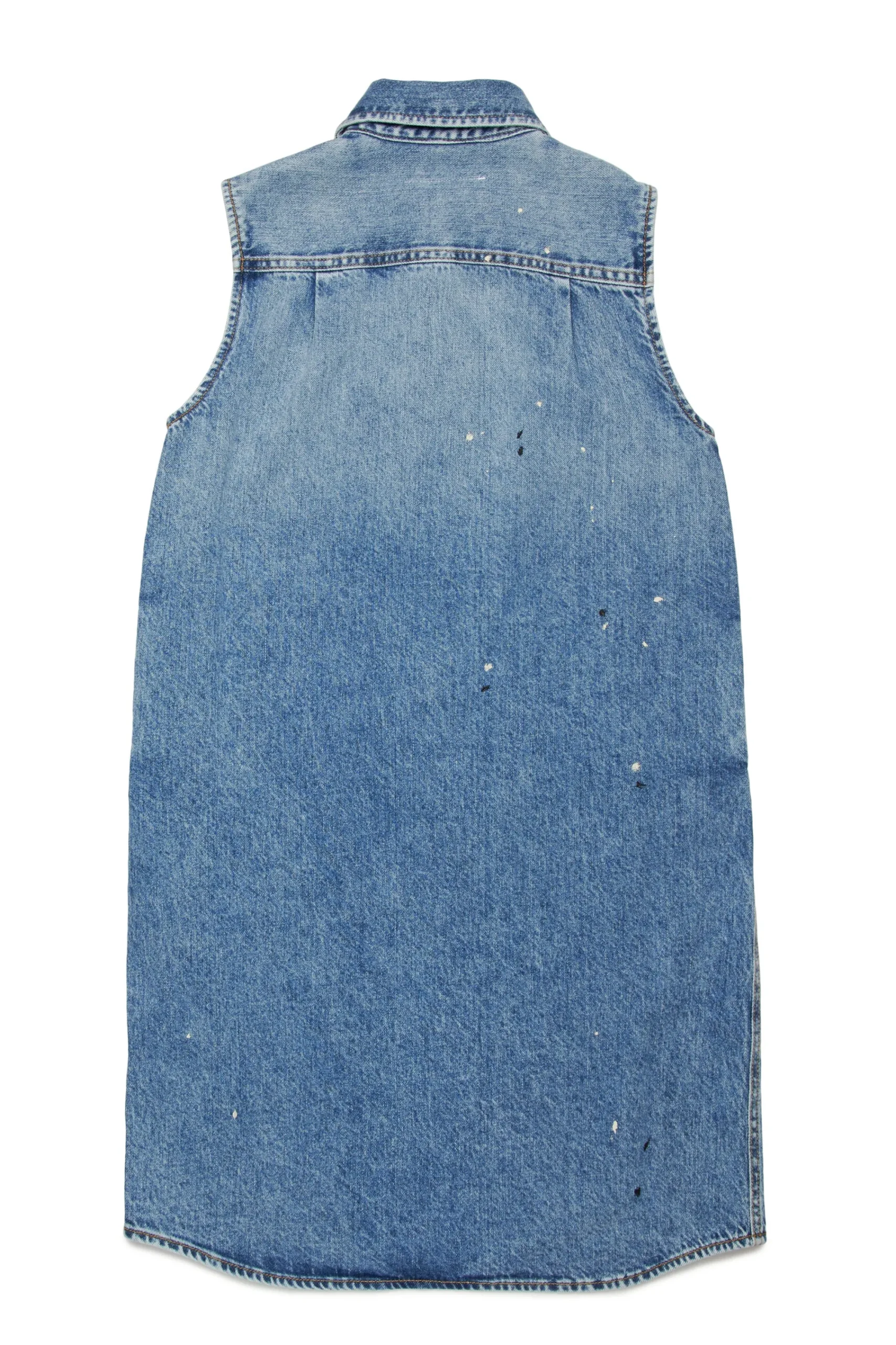 Dresses | Denim-Mania>MM6 MAISON MARGIELA Denim maxi shirt dress with color spots blue denim