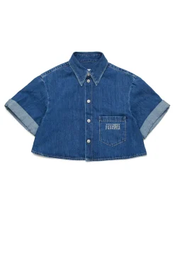 Shirts | Denim-Mania>MM6 MAISON MARGIELA Denim shirt with turn-up sleeves blue denim