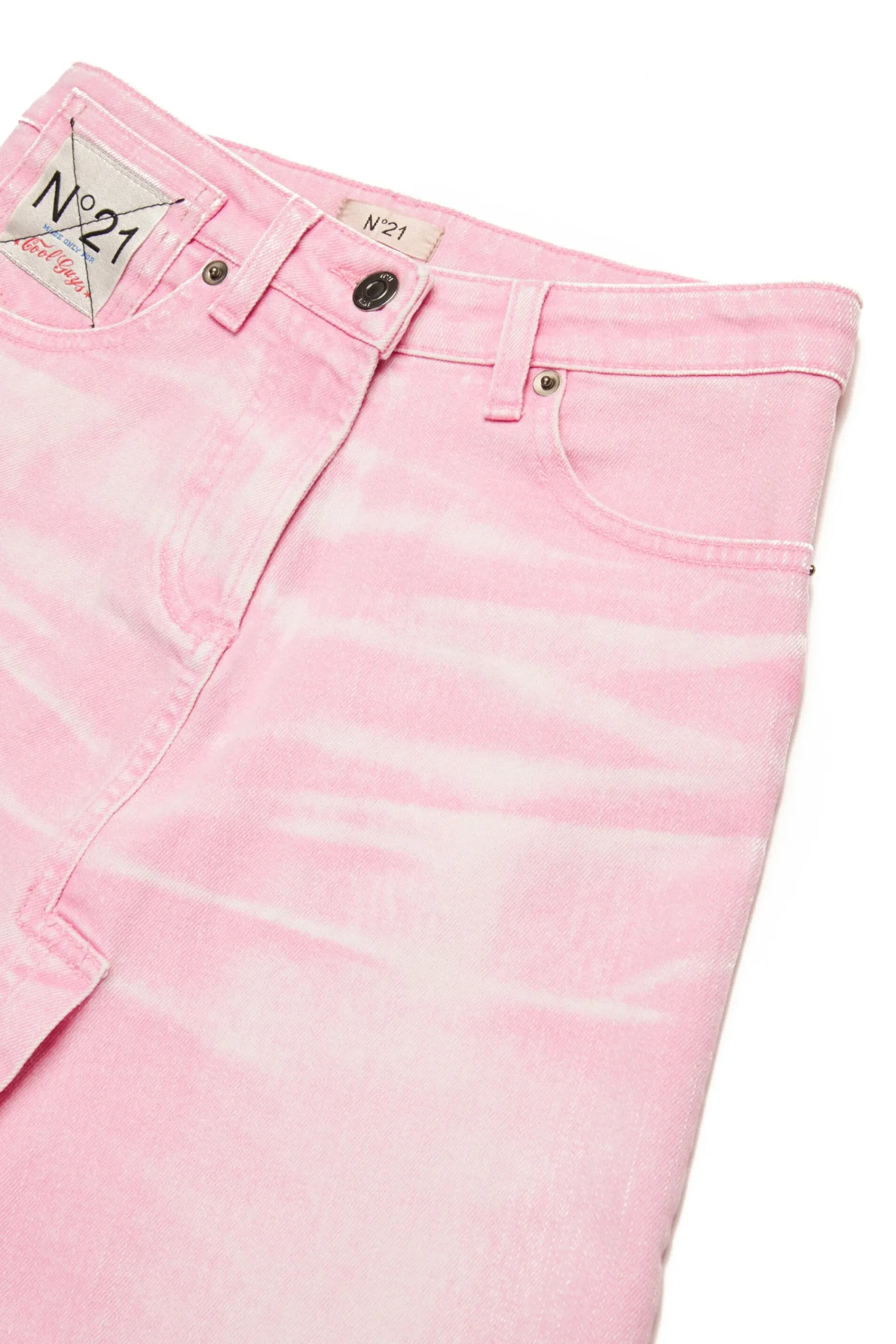 Skirts>N°21 Denim skirt with wrinkles print pink