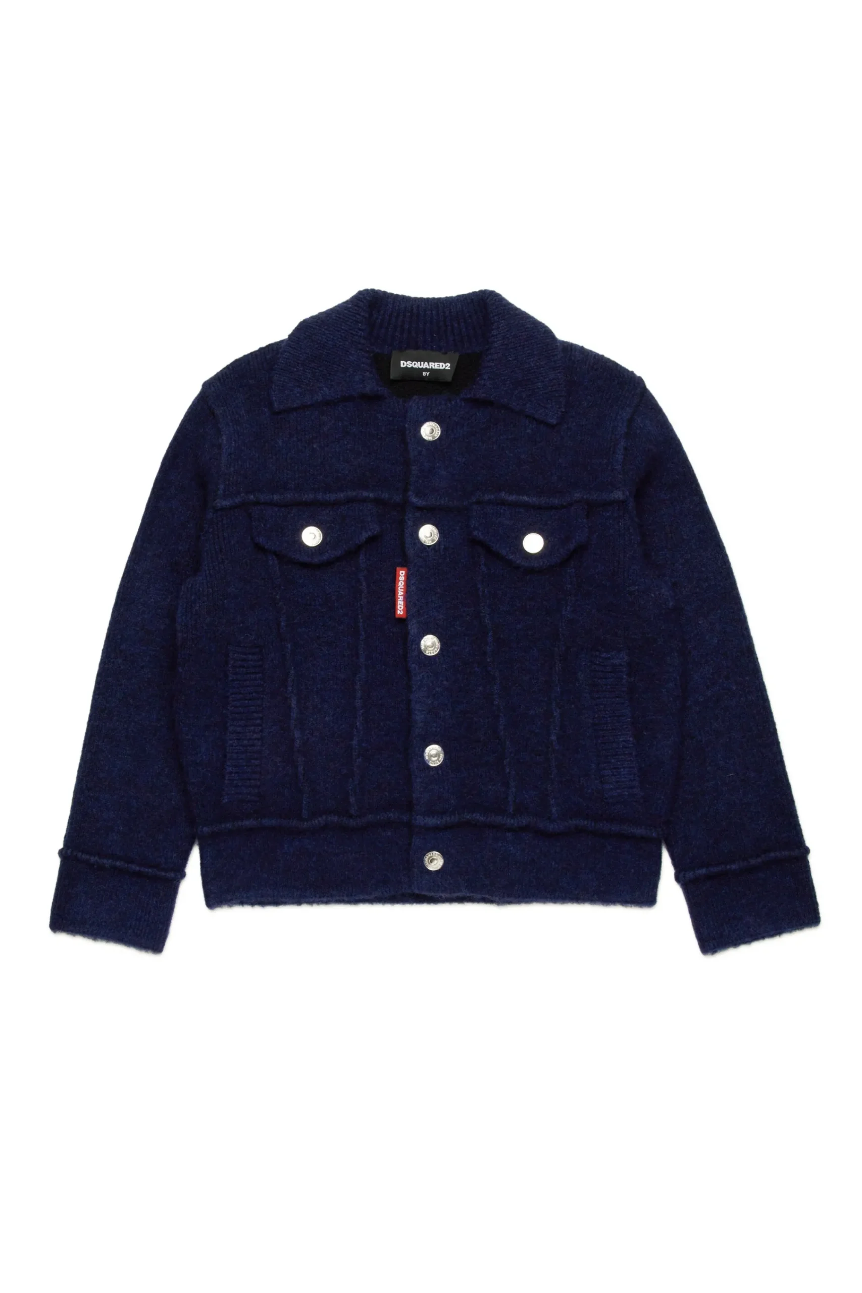 Jackets And Padded Jackets | Jackets And Padded Jackets>DSQUARED2 Denim-effect knitted jacket deep blue