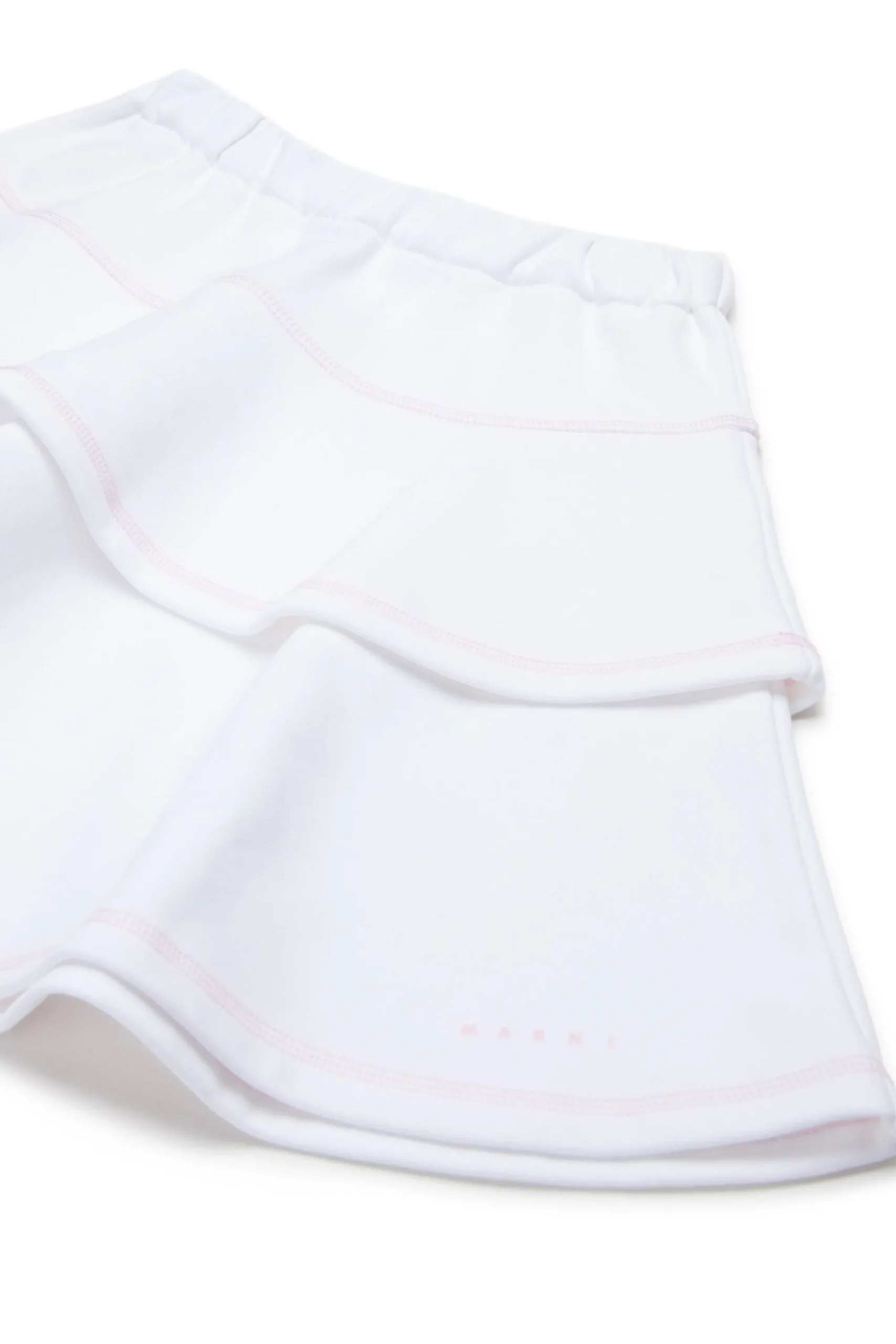 Skirts>MARNI Double flounces fleece skirt white