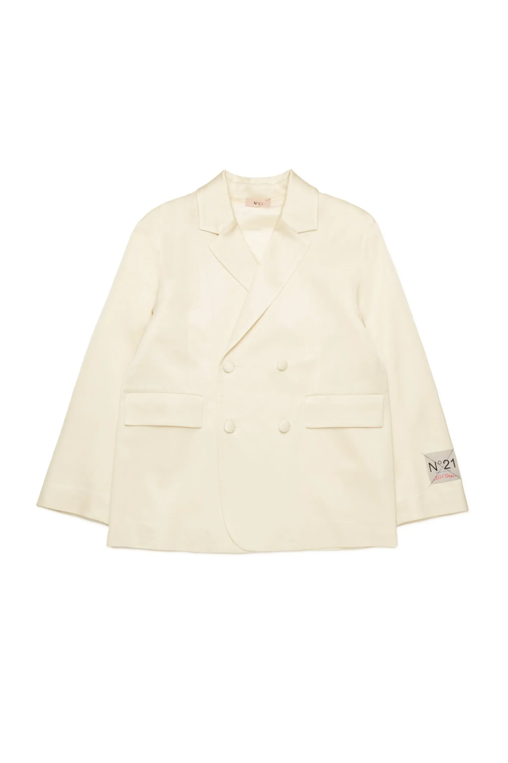 Jackets And Padded Jackets>N°21 Double-breasted satin blazer jacket creamy white