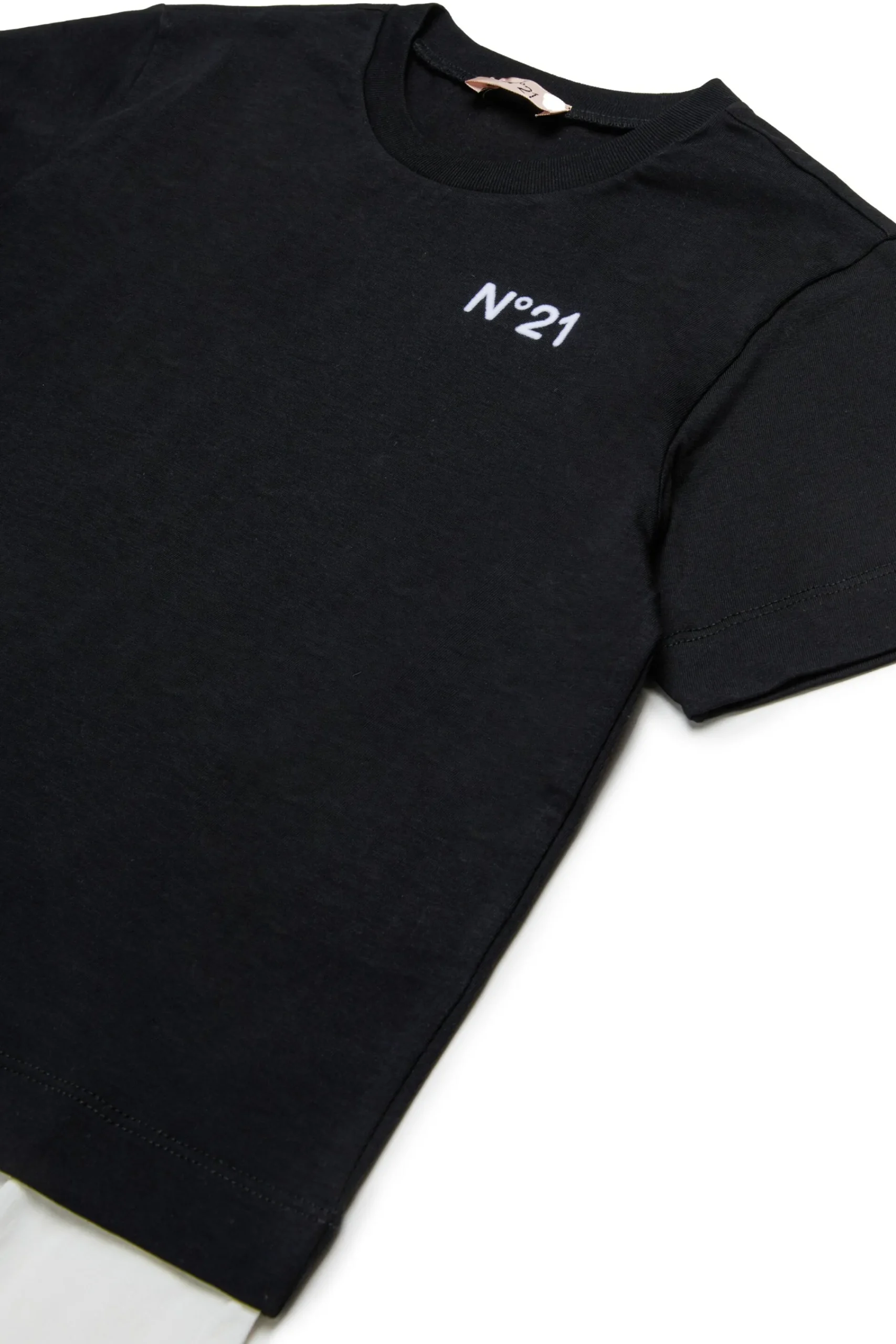 T-Shirts>N°21 Double-layer lace T-shirt black