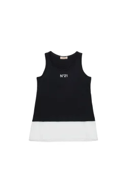 T-Shirts>N°21 Double-layer sleeveless T-shirt black