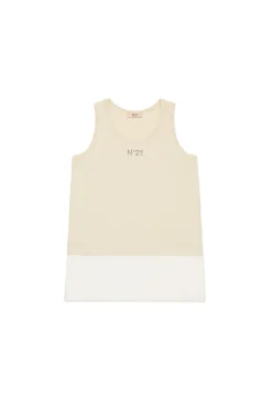 T-Shirts>N°21 Double-layer sleeveless T-shirt creamy white