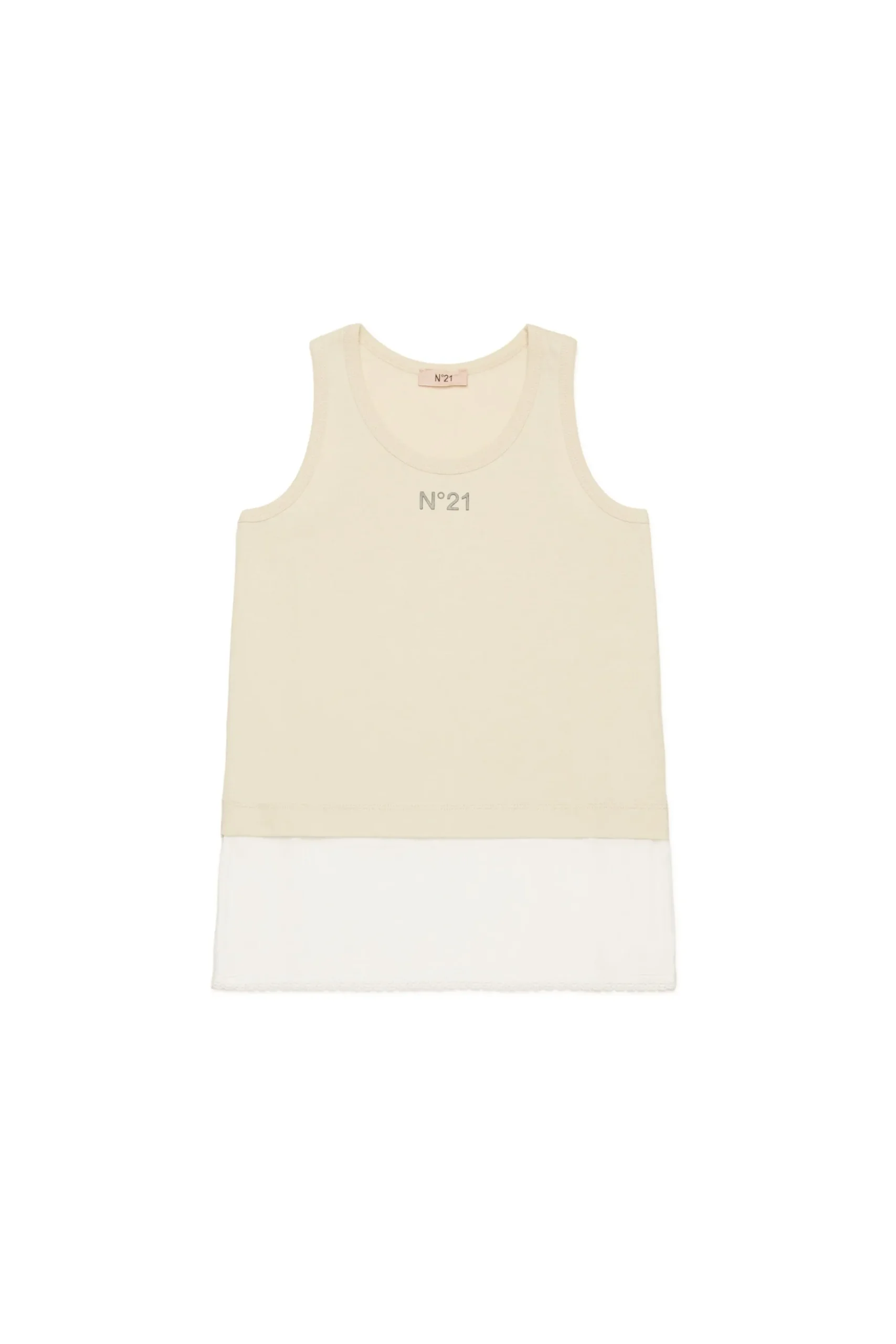 T-Shirts>N°21 Double-layer sleeveless T-shirt creamy white