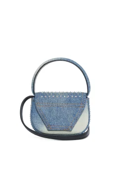 Bags And Backpacks | Party Looks>DIESEL 1DR XS denim bag with rhinestones blue denim