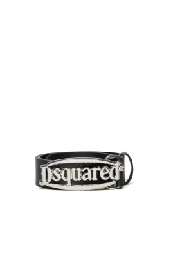 Belts>DSQUARED2 leather belt with buckle black