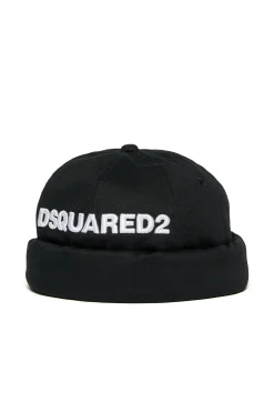 Hats And Caps | Logomania>DSQUARED2 Embroidered logo summer beanie black