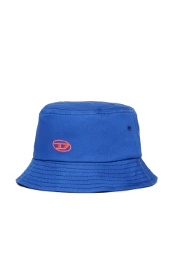 Hats And Caps | Oval D By Diesel>DIESEL Fisherman hat in gabardine branded with Oval D logo bright bluette
