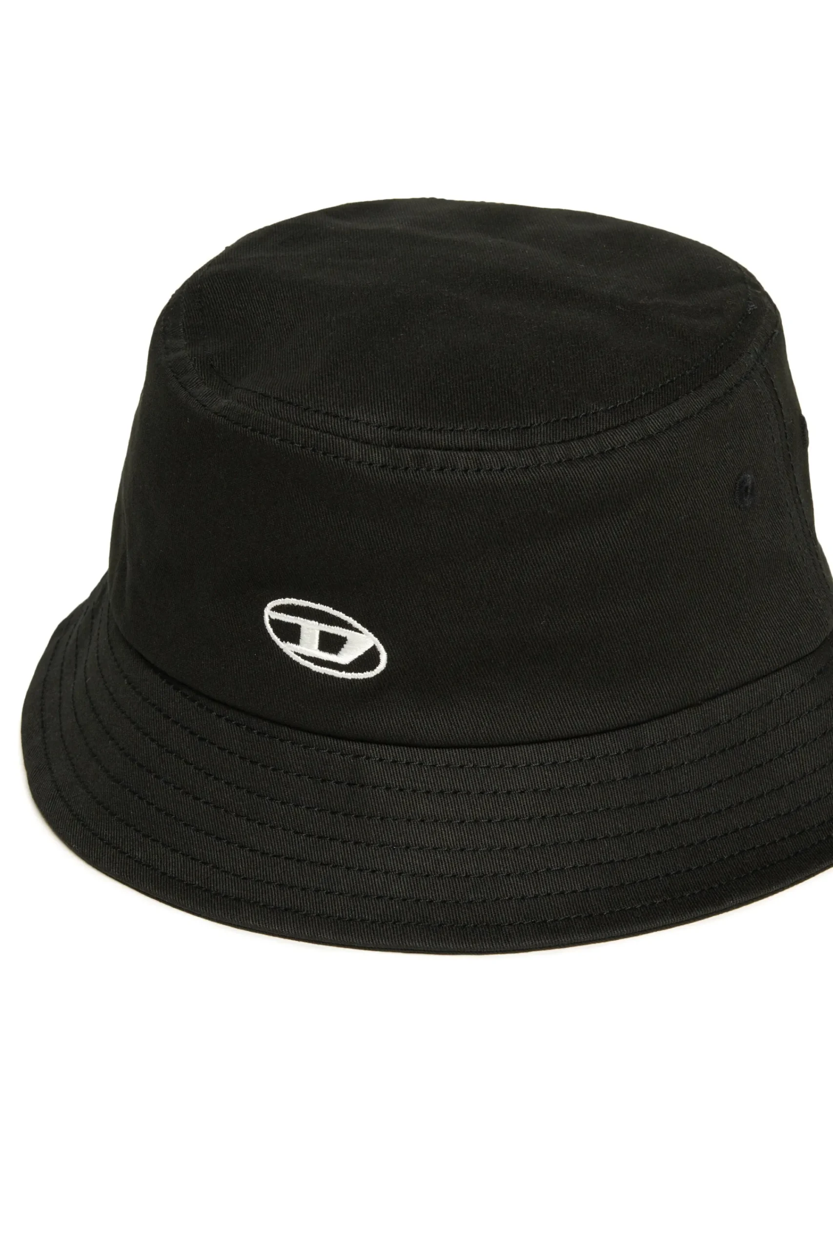 Hats And Caps | Oval D By Diesel>DIESEL Fisherman hat in gabardine branded with Oval D logo black