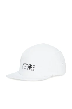 Hats And Caps | Logomania>MM6 MAISON MARGIELA Five-panel hat branded with numeric logo white
