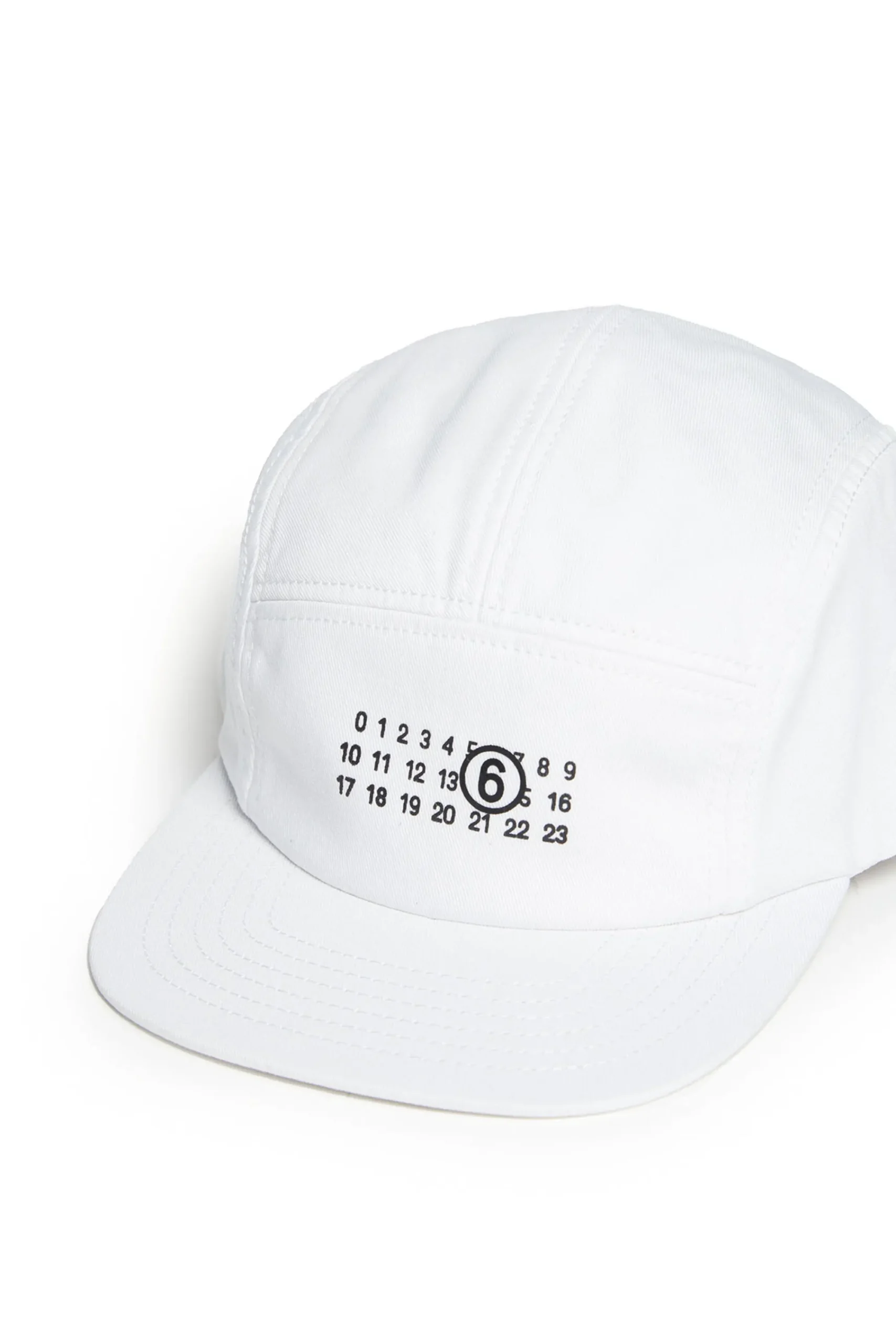 Hats And Caps | Logomania>MM6 MAISON MARGIELA Five-panel hat branded with numeric logo white