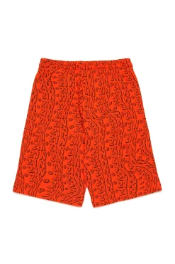 Shorts>N°21 Fleece allover Glitch shorts deep orange