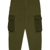 Pants>DSQUARED2 Fleece cargo pants with Maple Leaf dark olive green
