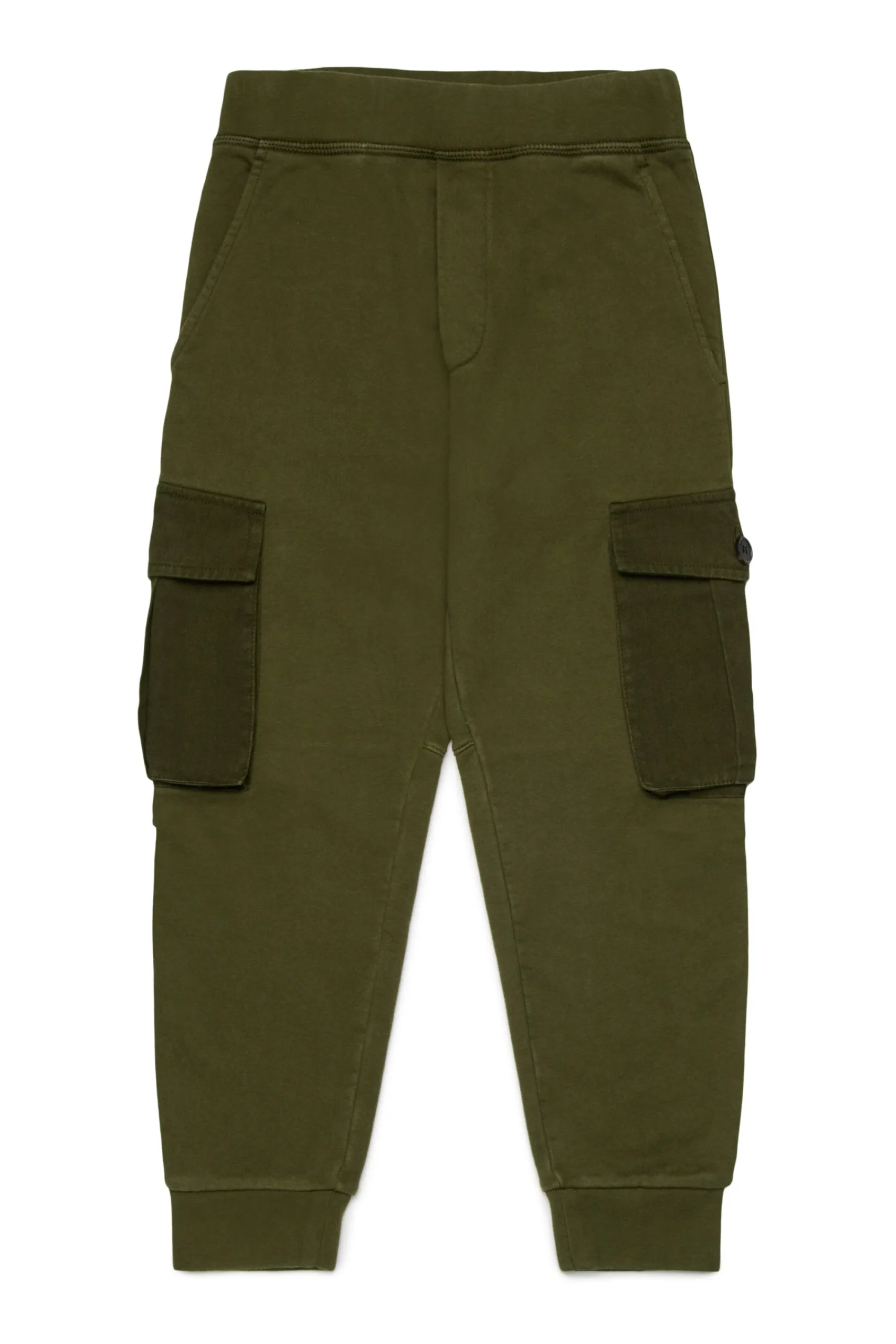 Pants>DSQUARED2 Fleece cargo pants with Maple Leaf dark olive green