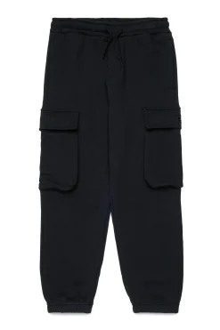 Pants>DIESEL Fleece cargo pants with Oval D logo black