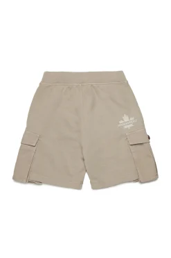 Shorts>DSQUARED2 Fleece cargo shorts with Maple Leaf medium gray