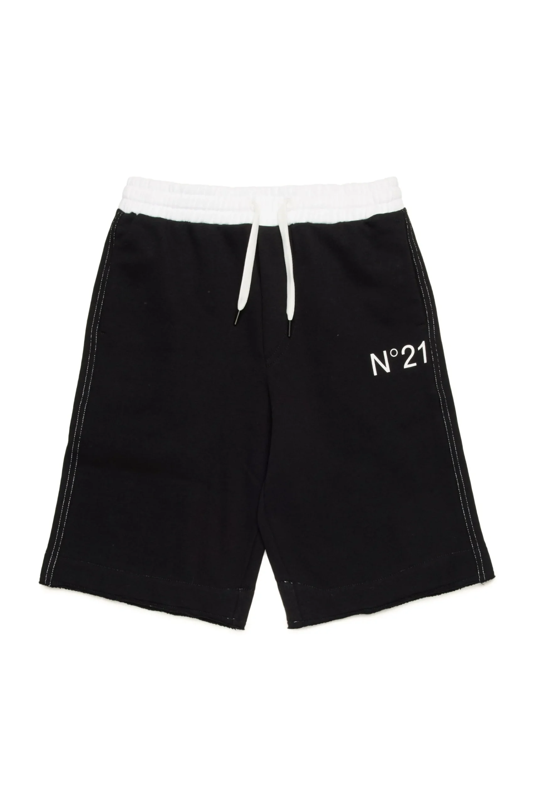 Shorts>N°21 Fleece colorblock shorts black