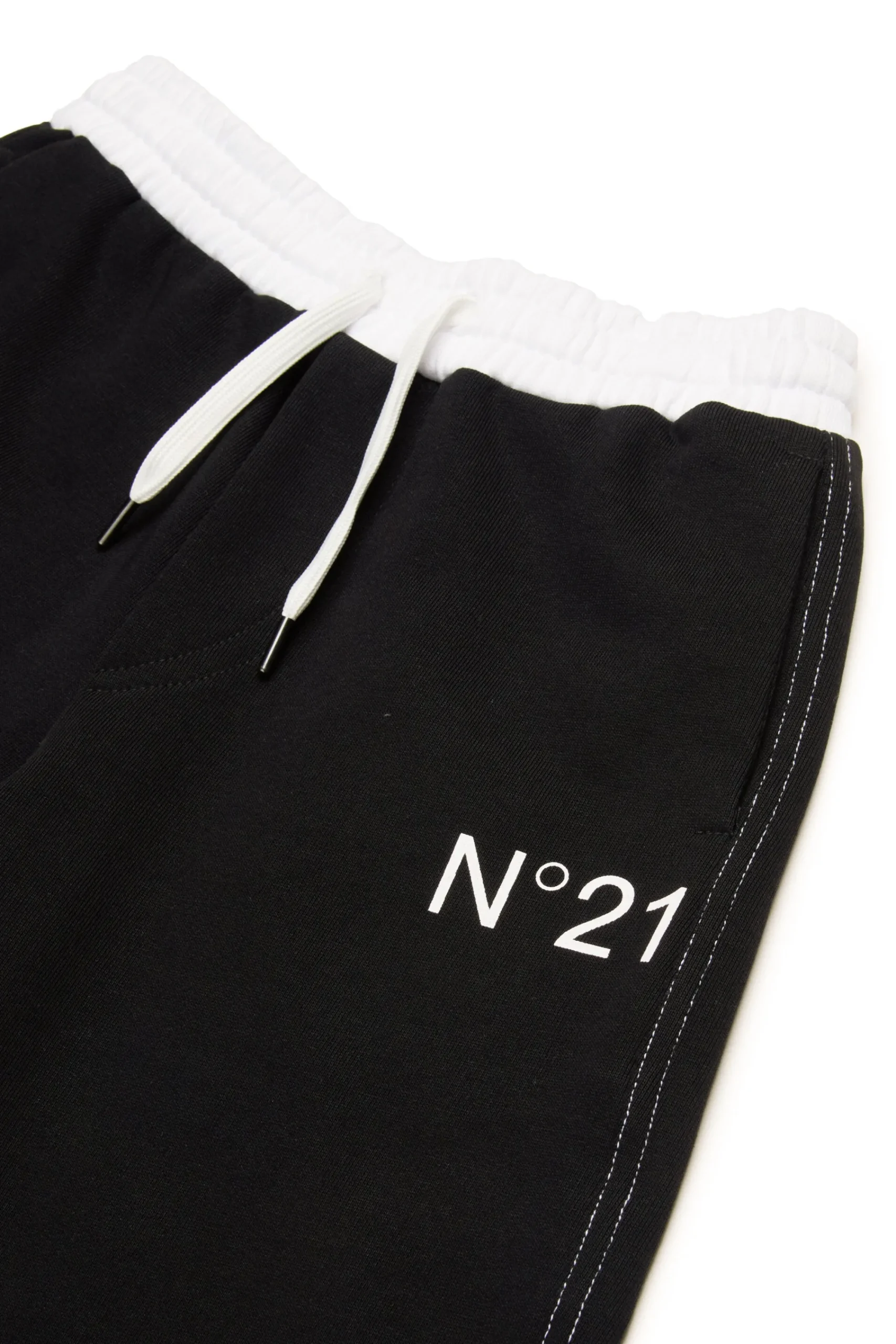 Shorts>N°21 Fleece colorblock shorts black