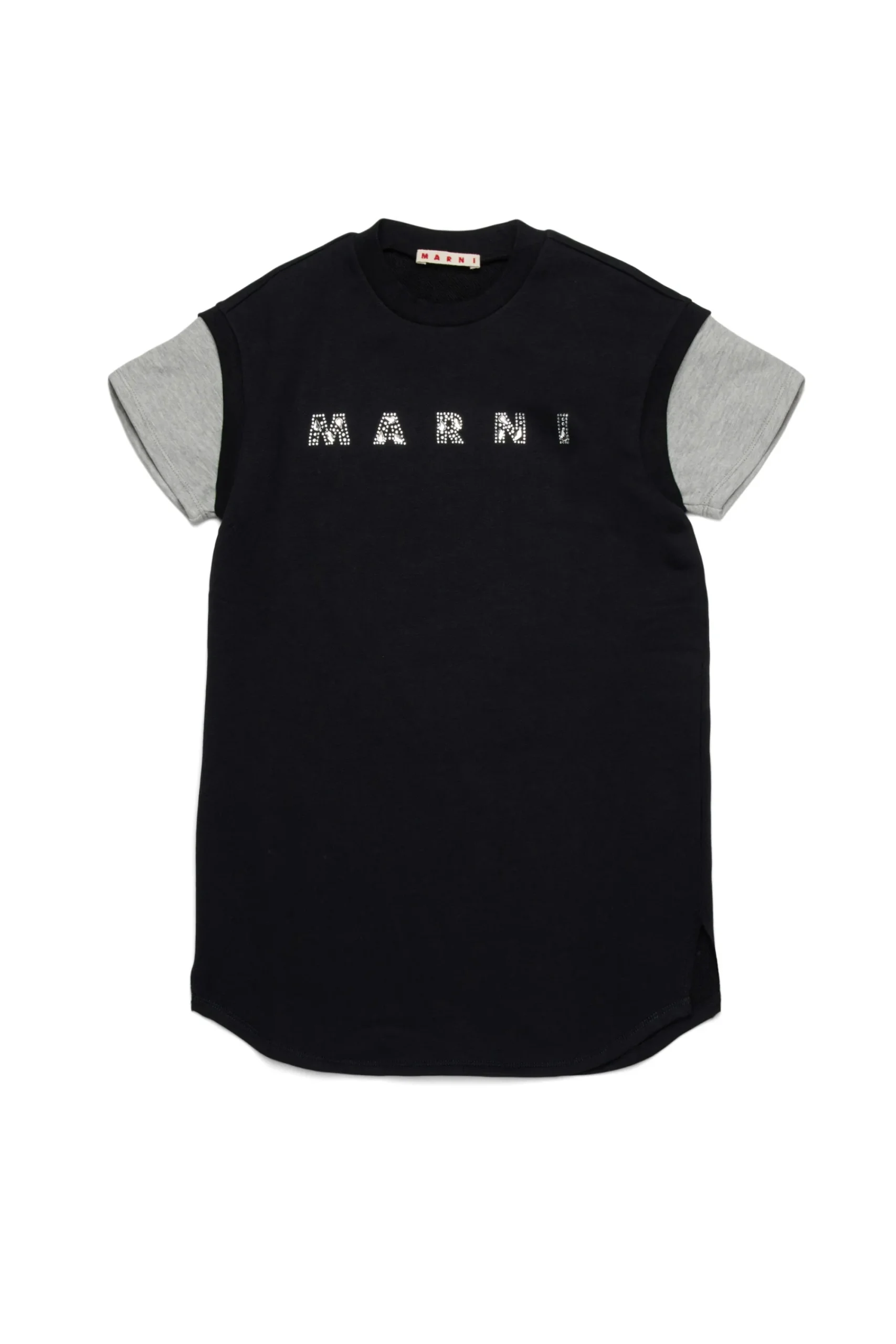 Dresses | Logomania>MARNI Fleece dress branded with Rhinestones black