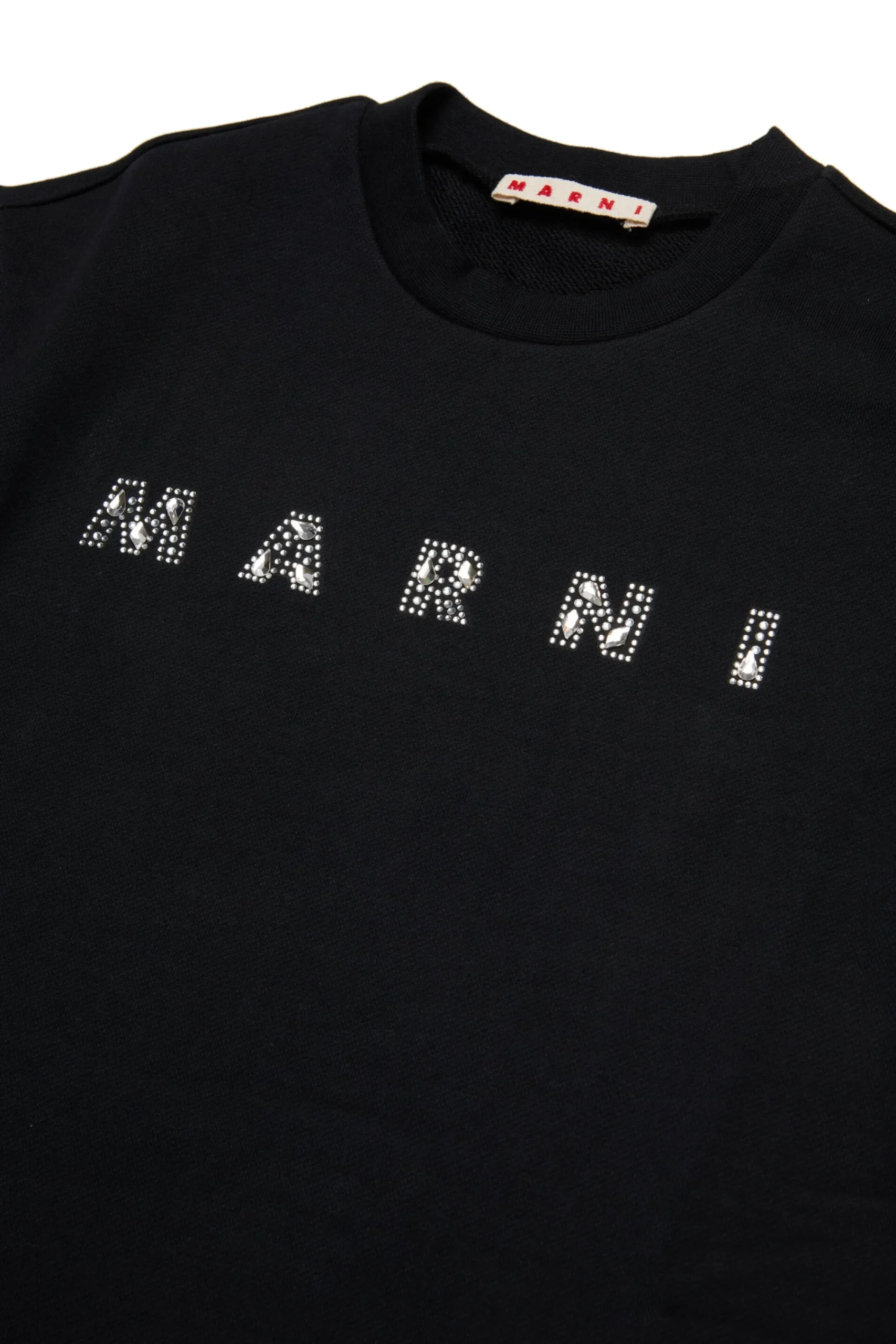 Dresses | Logomania>MARNI Fleece dress branded with Rhinestones black