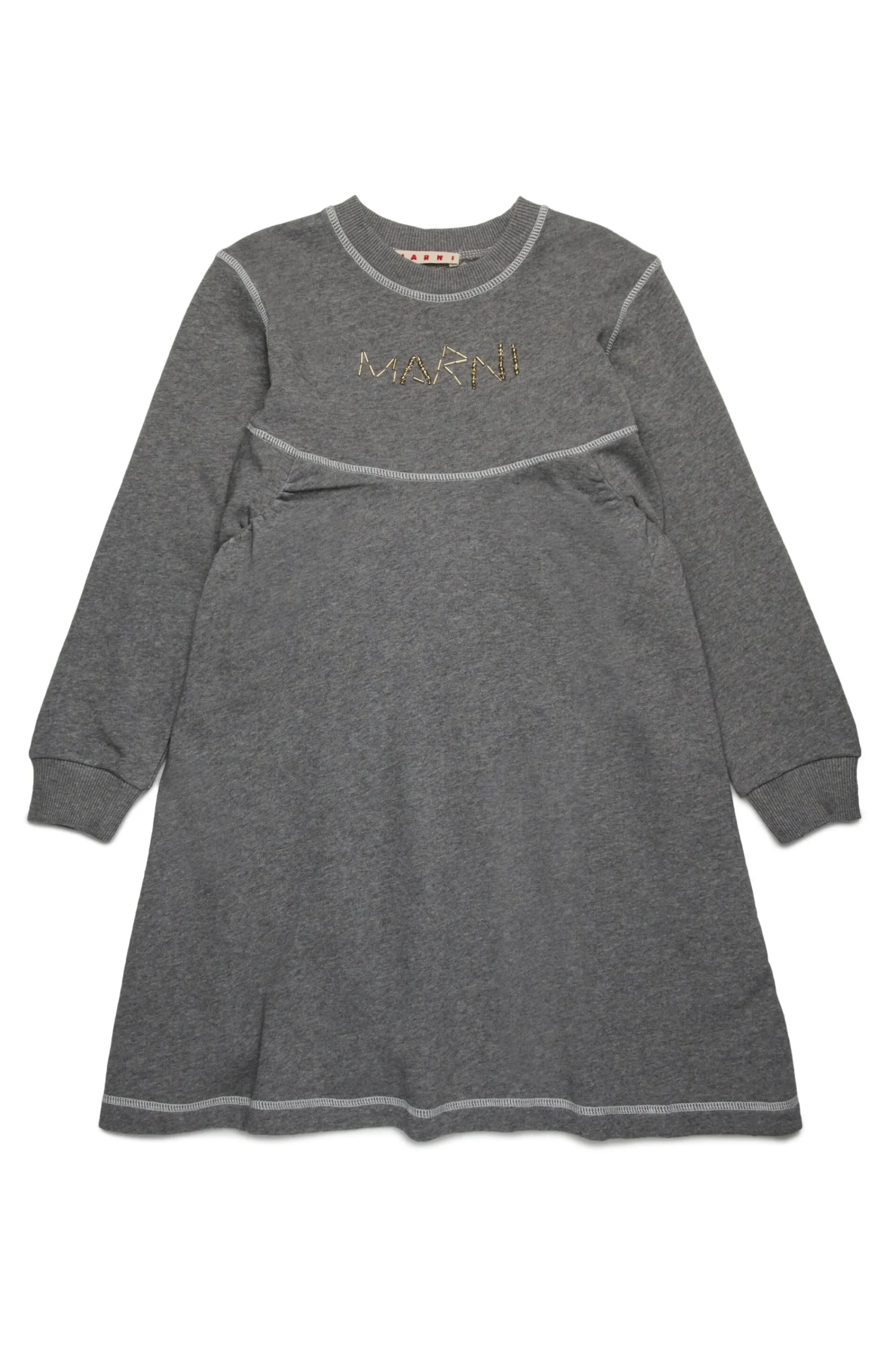 Dresses>MARNI Fleece dress with baguette logo grey melange