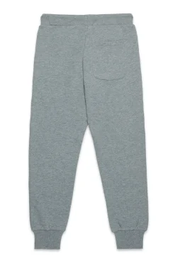 Pants | Pants>DIESEL Fleece jogger trousers with D logo grey melange