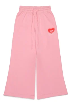 Pants>DIESEL Fleece pants with heart graphics pink