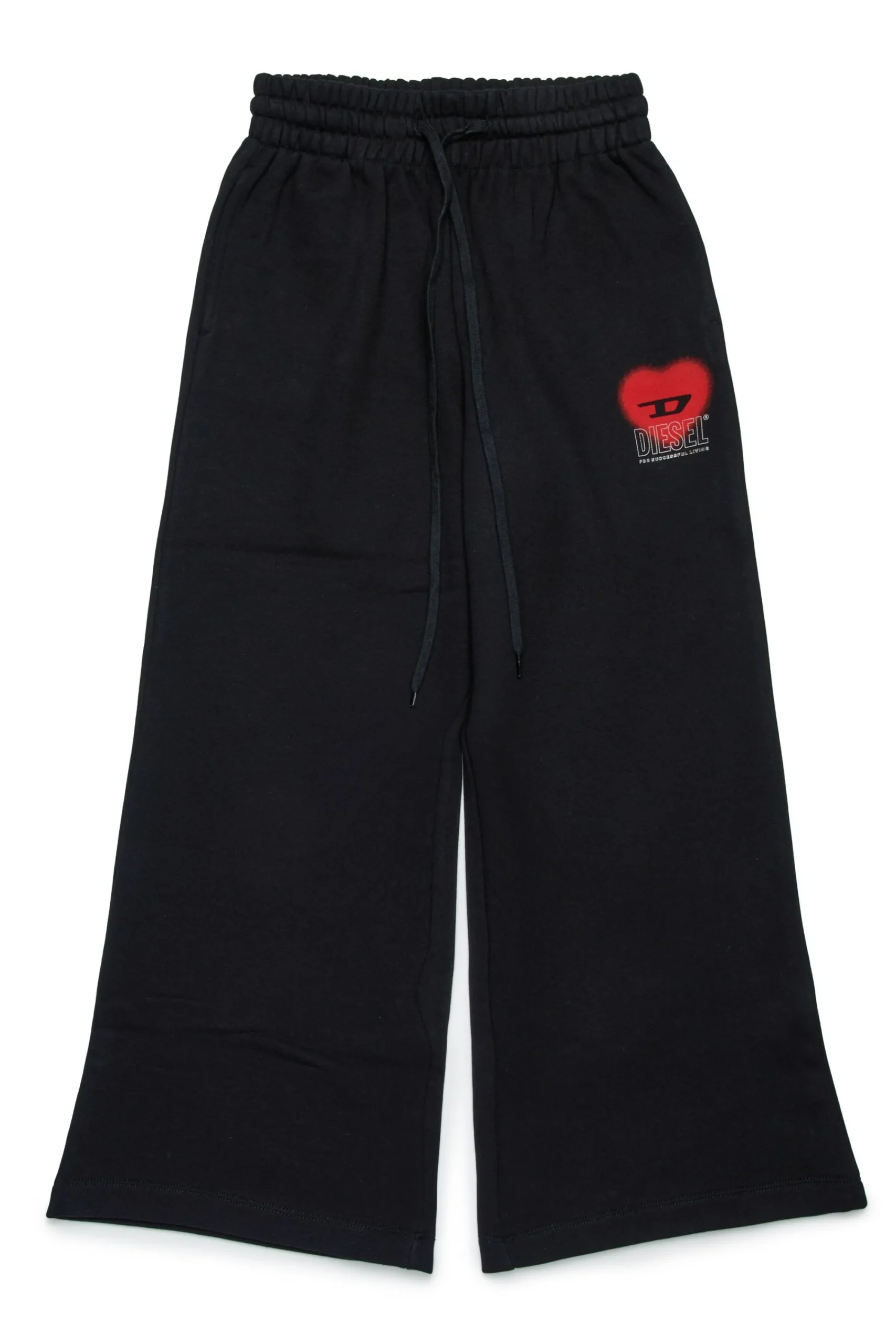 Pants>DIESEL Fleece pants with heart graphics black