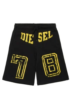 Activewear | Activewear>DIESEL Fleece shorts with college graphics black