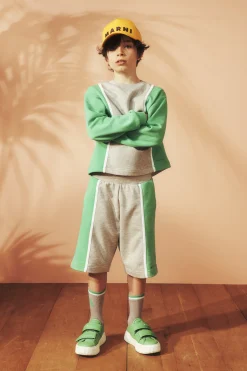 Shorts | Activewear>MARNI Fleece shorts with colorblock details pastel green