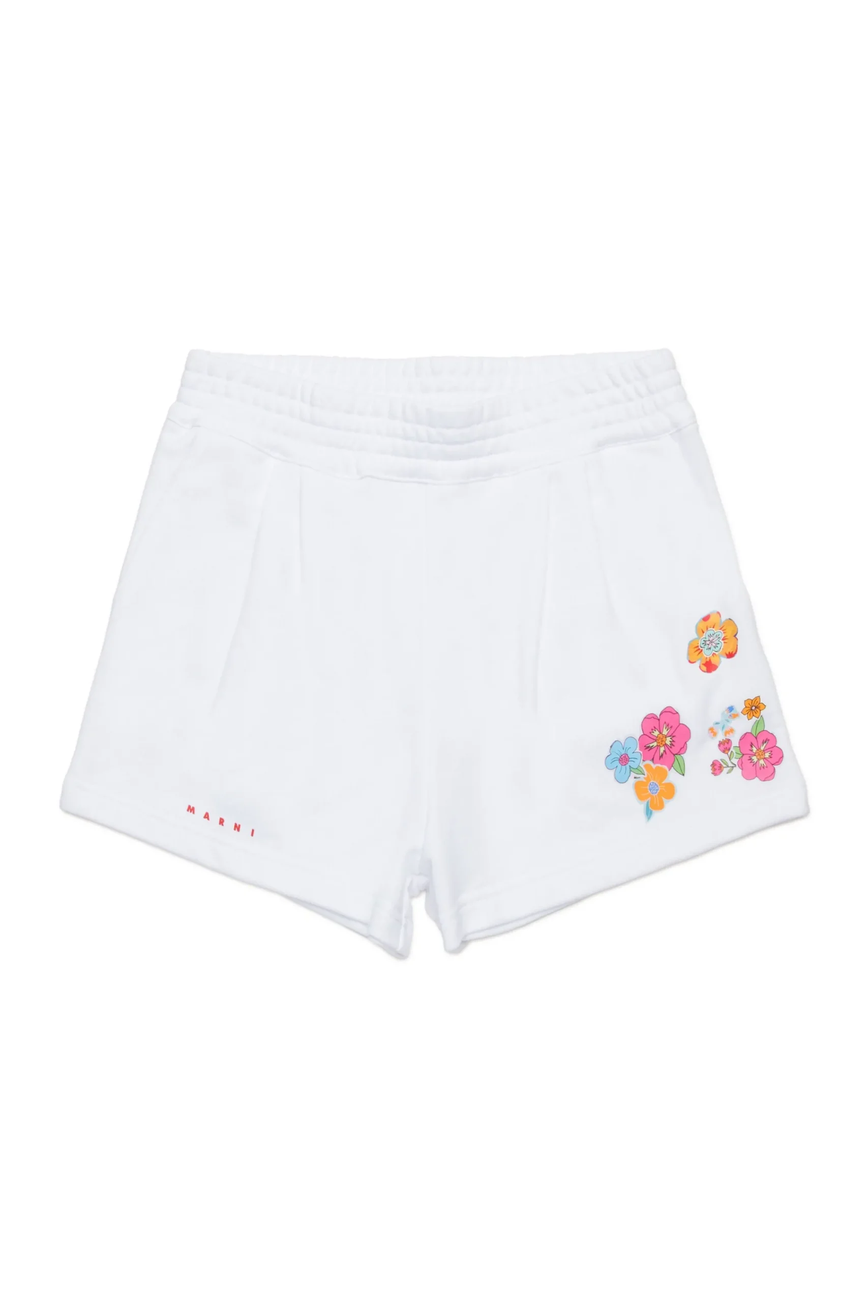 Shorts>MARNI Fleece shorts with flowers white