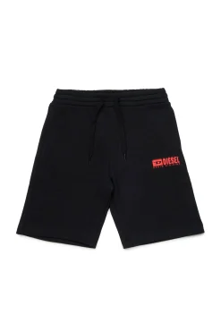Activewear | Activewear>DIESEL Fleece shorts with logo red