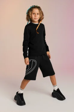 Oval D By Diesel | Oval D By Diesel>DIESEL Fleece shorts with maxi Oval D logo black