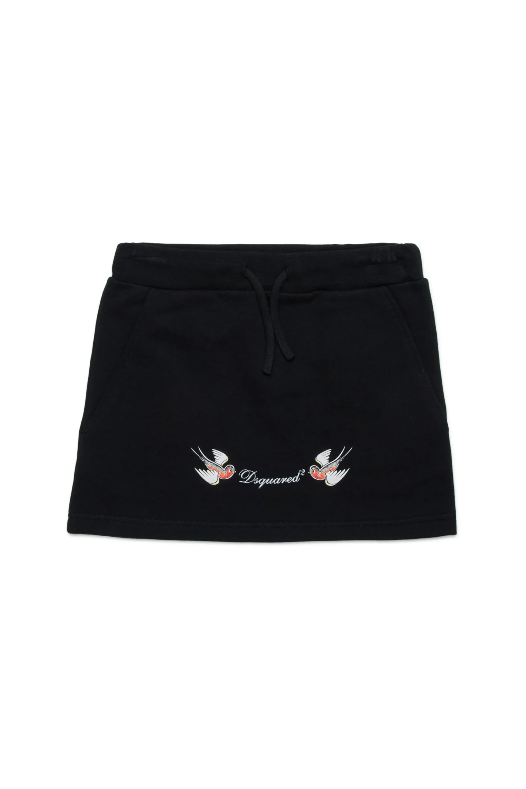 Skirts>DSQUARED2 Fleece skirt with Birds print black