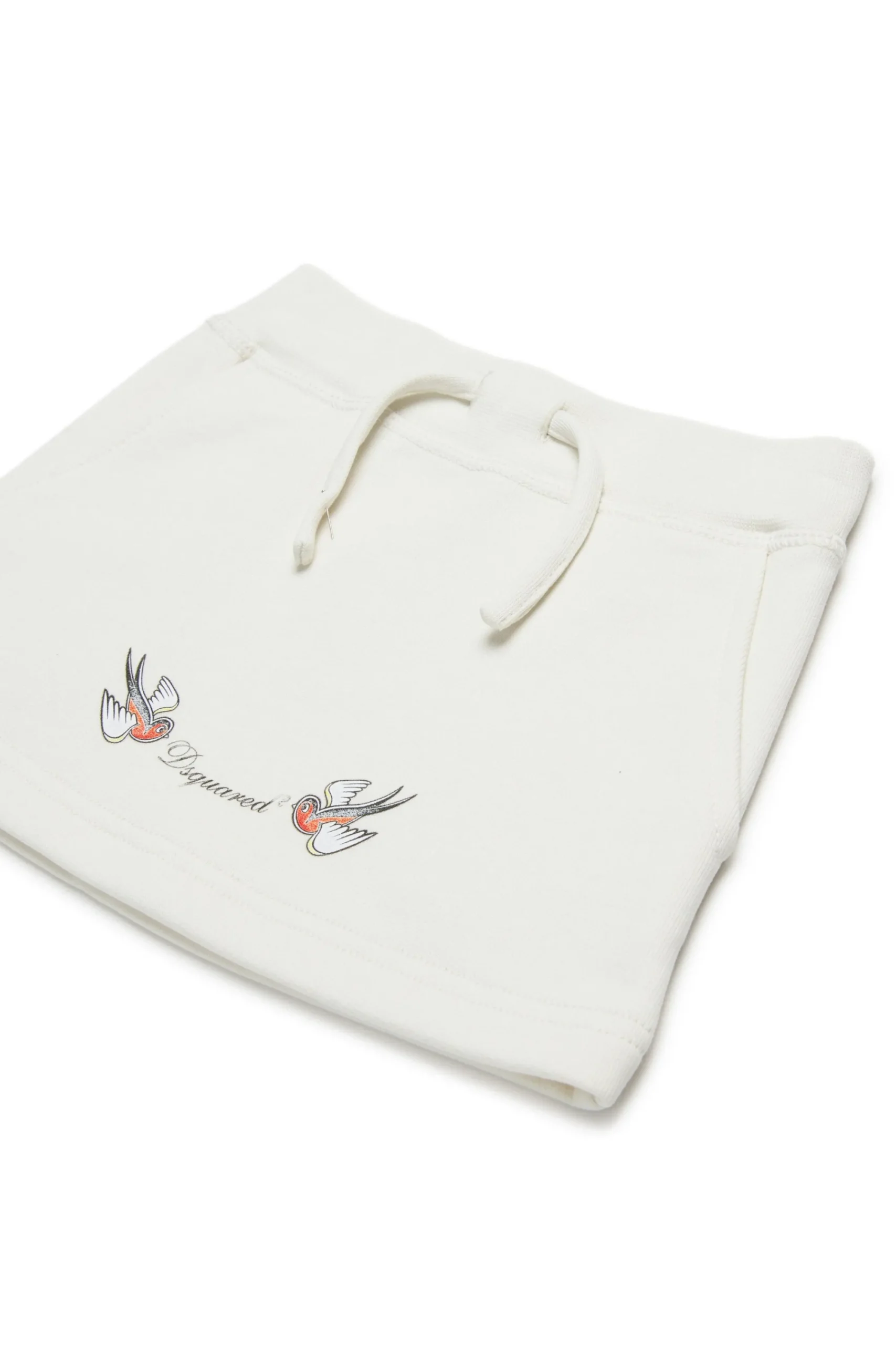 Skirts>DSQUARED2 Fleece skirt with Birds print off white