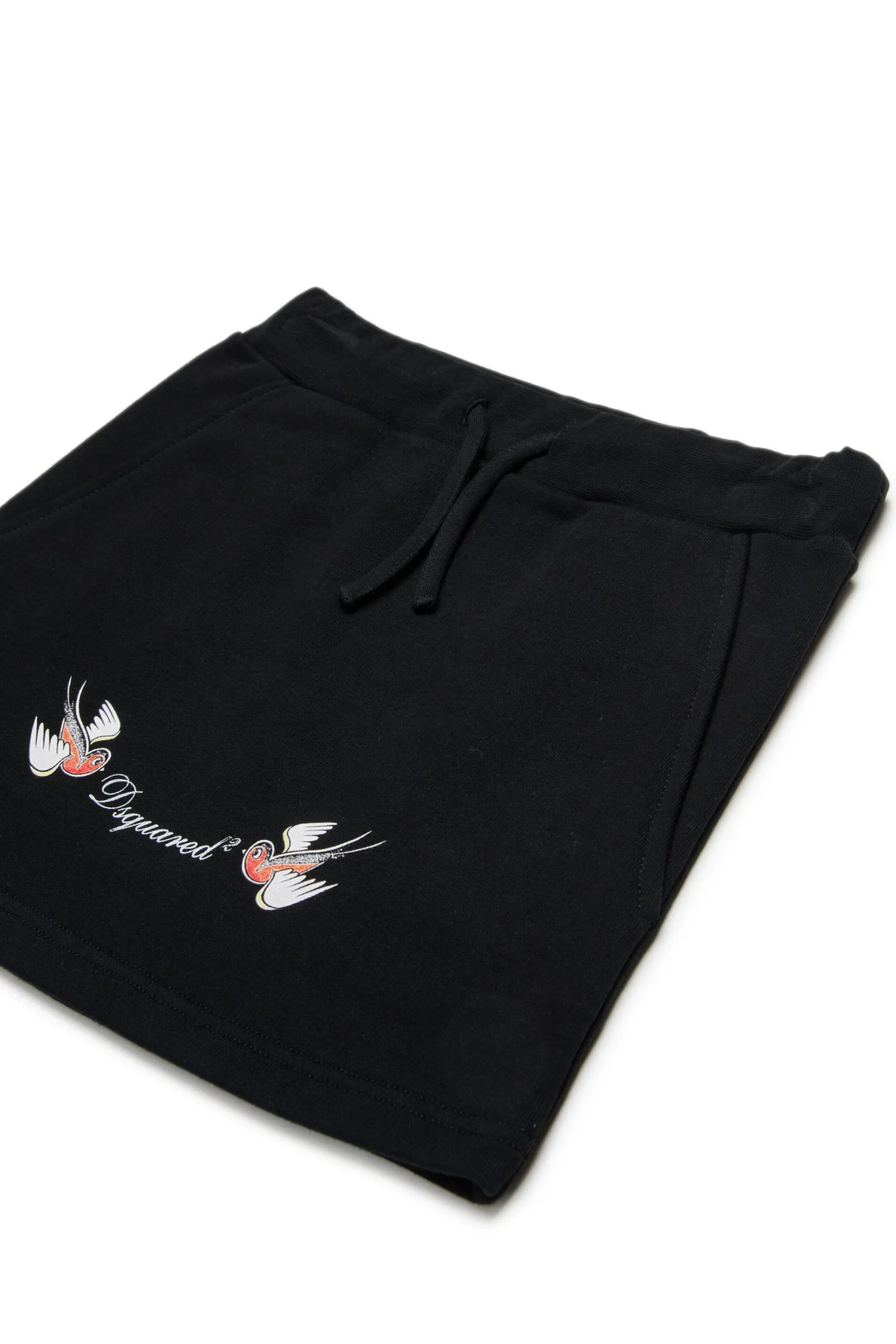 Skirts>DSQUARED2 Fleece skirt with Birds print black
