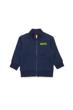 Sweatshirts>DIESEL Full-zip sweatshirt with degradé logo blue peacoat