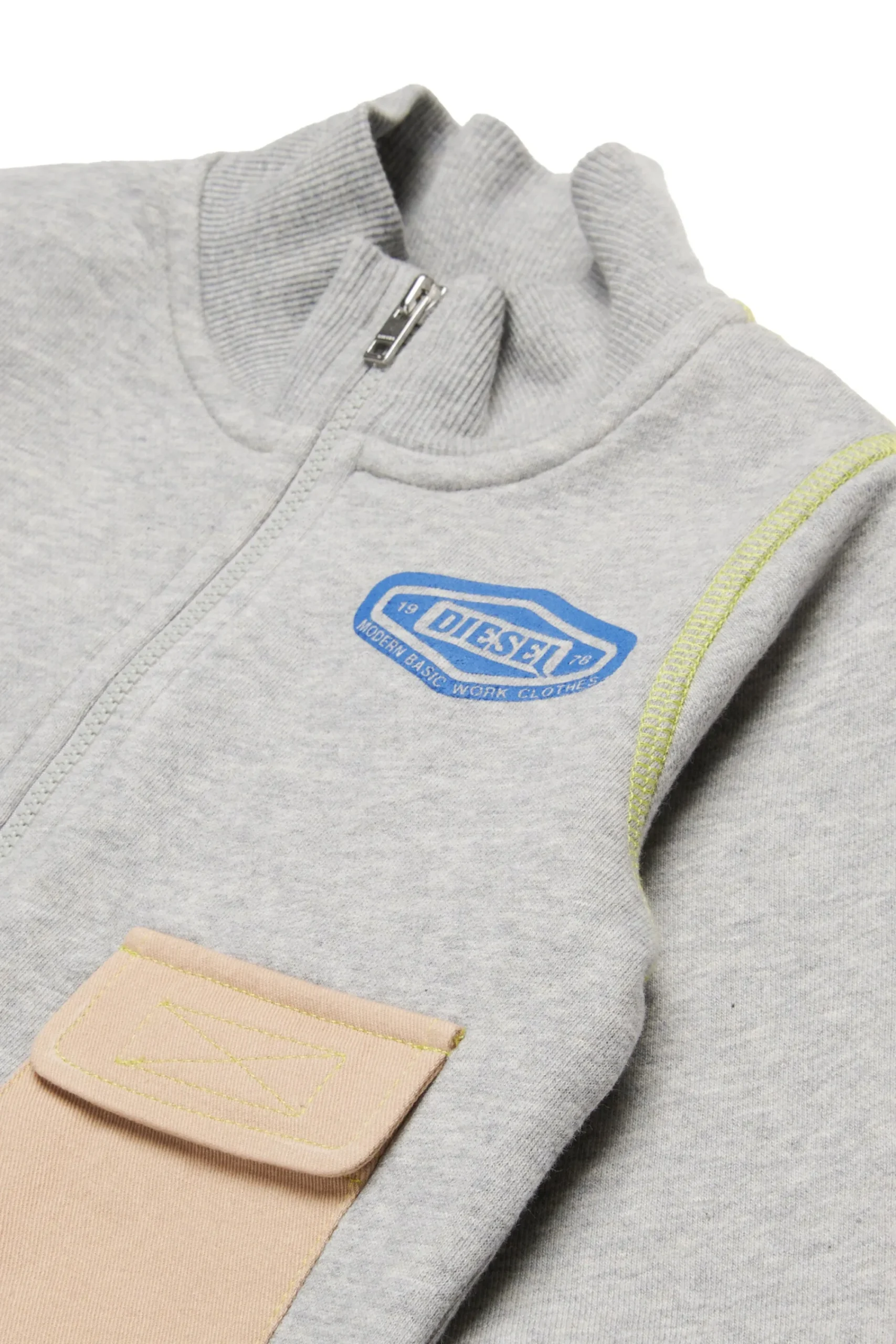 Sweatshirts | Oval D By Diesel>DIESEL Full-zip sweatshirt with colorblock inserts grey melange