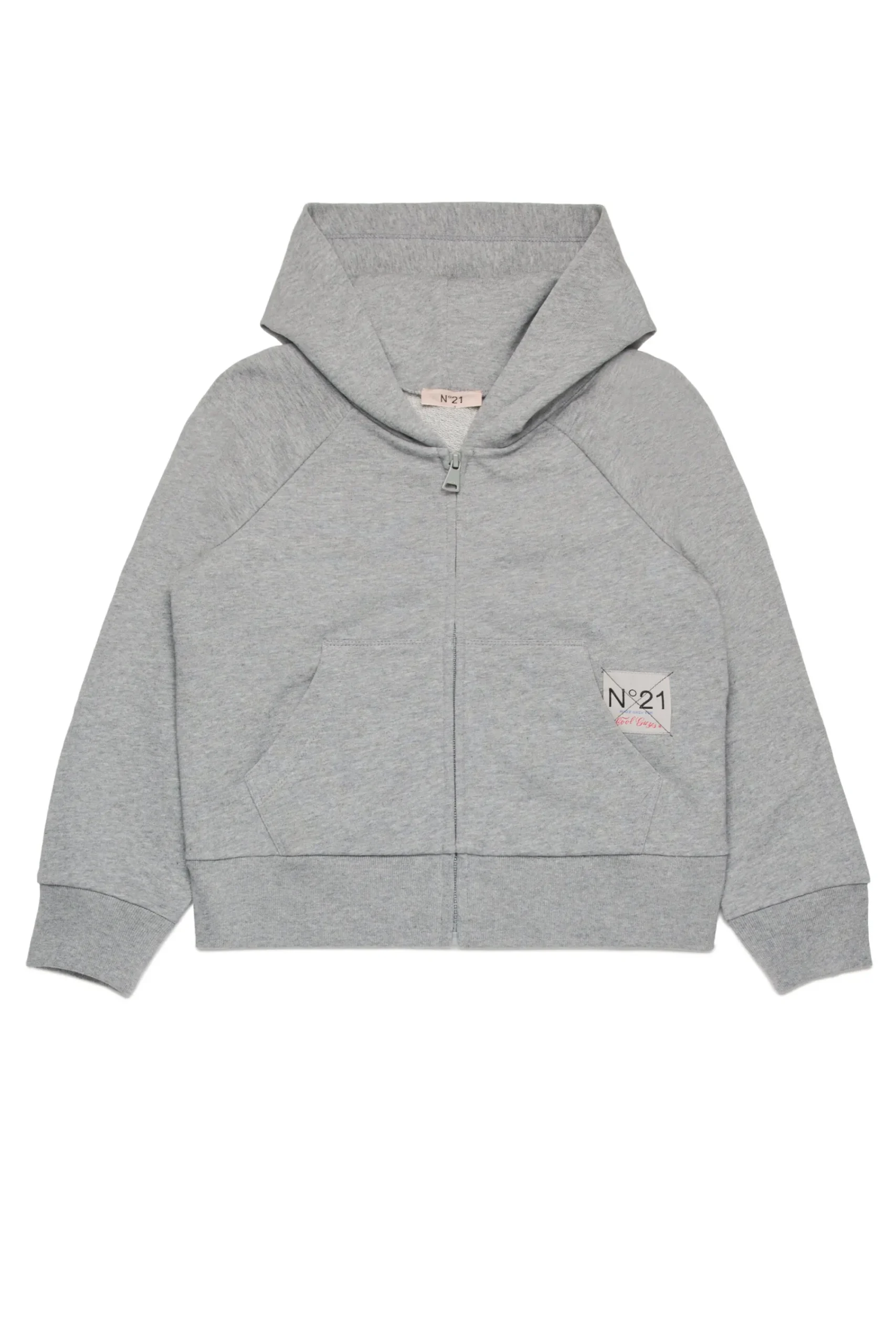 Sweatshirts>N°21 Full-zip sweatshirt with sequin Palm grey melange
