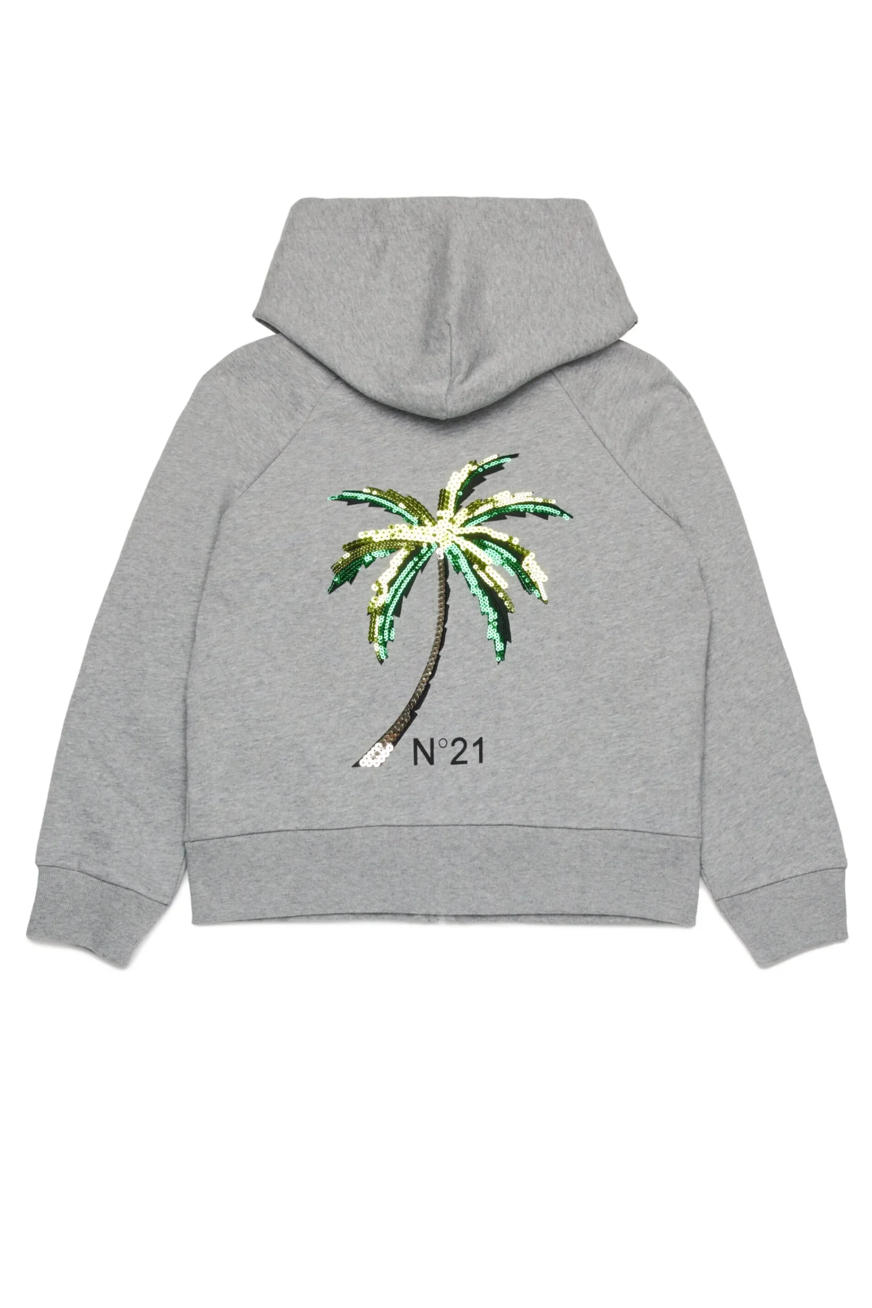 Sweatshirts>N°21 Full-zip sweatshirt with sequin Palm grey melange