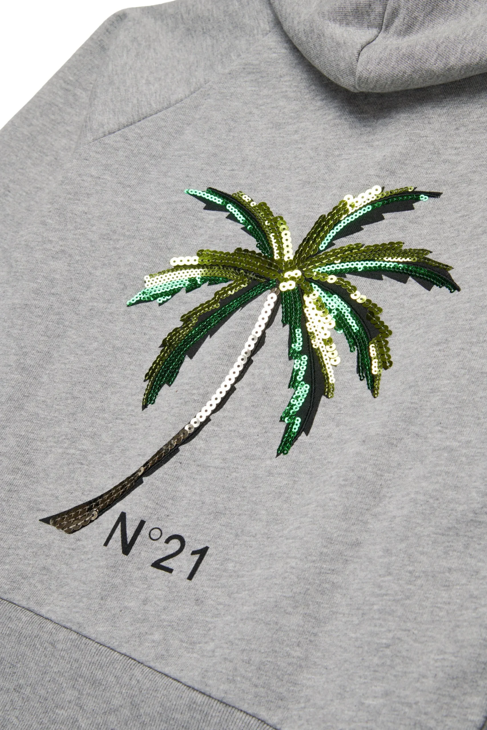 Sweatshirts>N°21 Full-zip sweatshirt with sequin Palm grey melange
