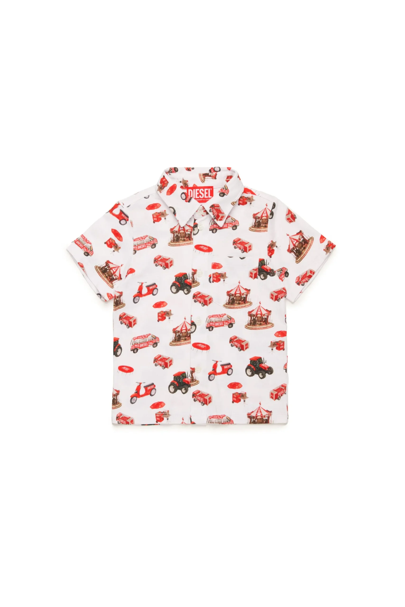 Shirts | Swimwear>DIESEL Funny Campaign allover bowling shirt white