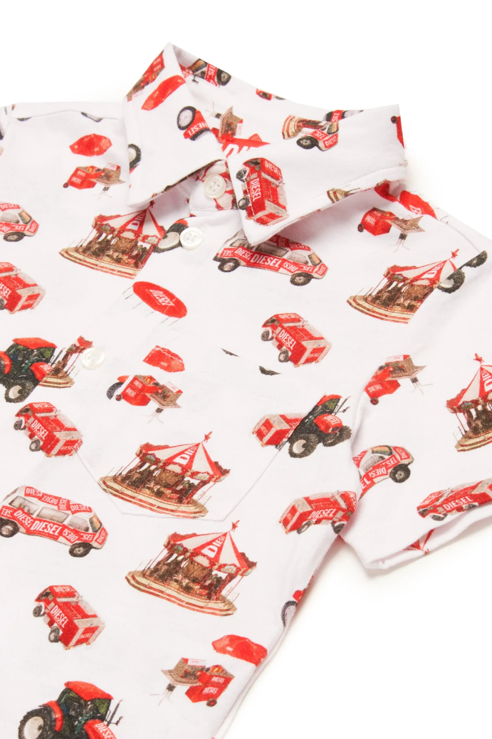 Shirts | Swimwear>DIESEL Funny Campaign allover bowling shirt white