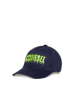 Accessories | Logomania>DIESEL Gabardine baseball cap with degradé logo blue peacoat