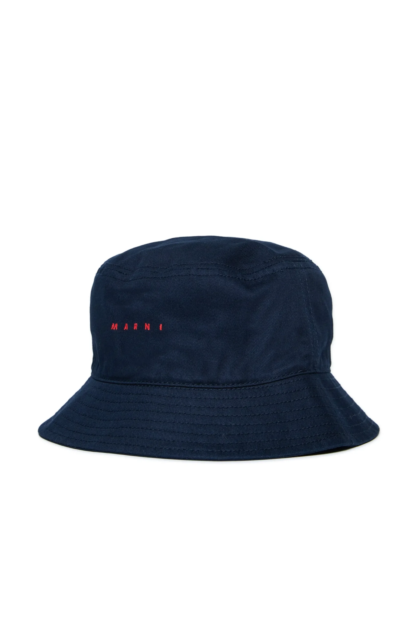 Hats And Caps | Logomania>MARNI Gabardine fisherman hat branded with logo blue navy